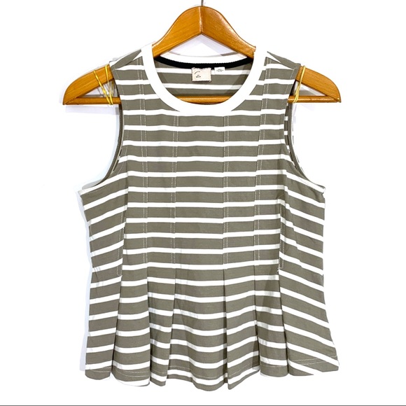 Anthropologie Tops - Postmark Taupe & Cream Sleeveless Blouse